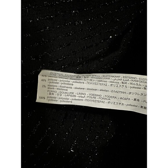 NEW Zara Dress Size XS Womens Tetured Mini Weave Tweed Black Blazer Ruffle Dress - Picture 6 of 7